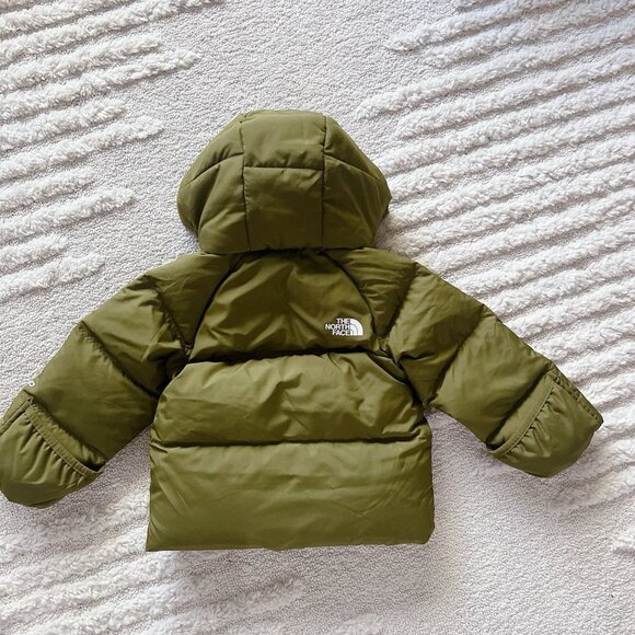 The North Face Baby 600 Down Fleece Hooded Jacket Olive 6-12 Months Bear Ears - Picture 3 of 10